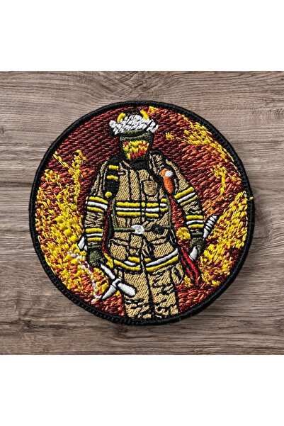 İtfaiyeci Ateş Insan Figürü Patch Arma - 8 Cm