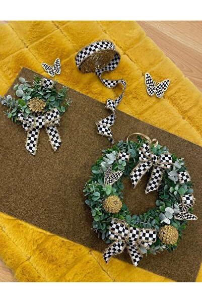 Marrone Kapı Süsü ve Paspas İkili Takım Mackenzie Kurdeleli