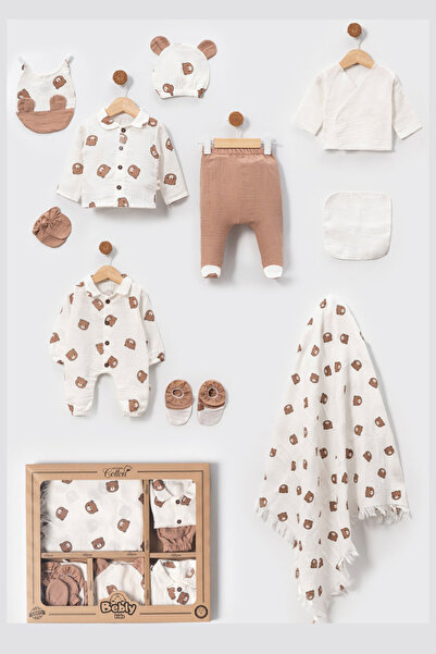 Cherub Baby Erkek Ayıcıklı Bebly Müslin Erkek Bebek Yenidoğan 10 Parça Hastan...