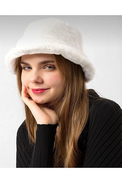AYGÜN Plush Bucket Bucket Hat for Woman
