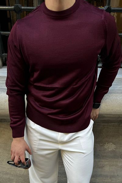 Livio Ferri Men's Standard Fit Normal Cut Crew Neck Knitwear Sweater