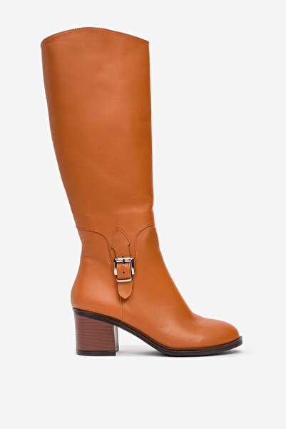 Dericlub Kadın Topuklu Yandan Fermuarlı Çizme Gerçek Deri DC 1570