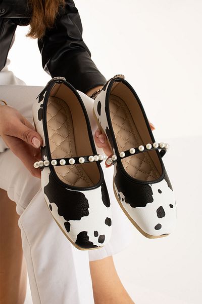 Moda Devrin Pantofi de balet pentru acasă și în aer liber Cow Pearl pentru femei