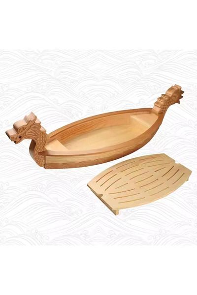 Globy Wooden Dragon Ship Sushi Serving Plate 60 cm