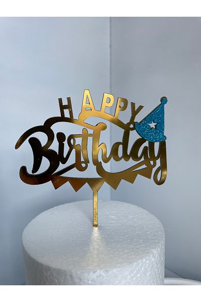Ege Pastacılık Happy Birthday Plexiglass Cake Decoration