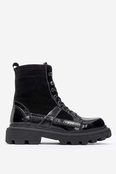 Dericlub Kadın Kalın Taban Fermuarlı Casual Bot Gerçek Deri RC 38805