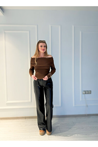 Store Premium Kalite Yumuşak Deri Palazzo Siyah