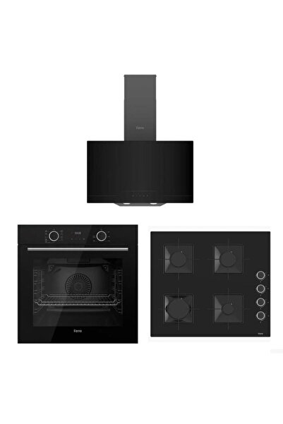 Ferre Fryart Siyah Set ( D063 Siyah Davlumbaz-SS205 Siyah Ocak- XE63CS Fryart Siyah Fırın)