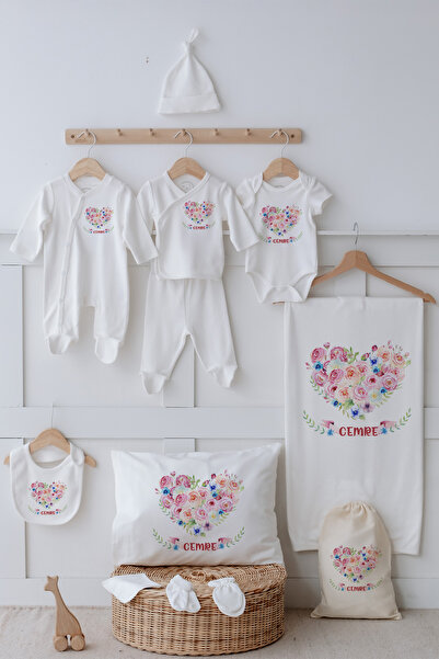 Astral Baby İsimli %100 Organik Pamuk 12'li Hastane Çıkışı Çiçek Kalp