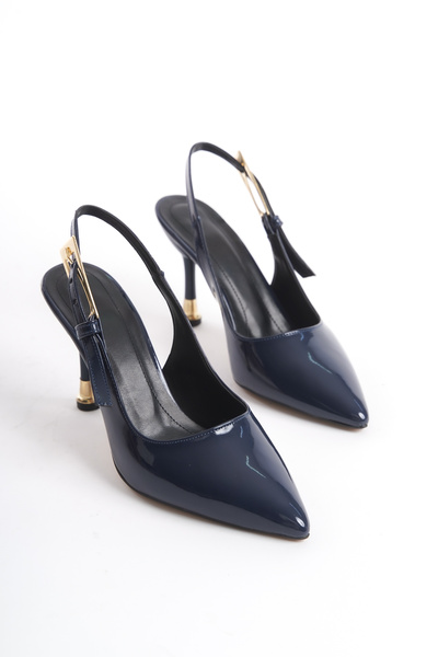 Shoesers Women's Special Design Thin Heeled Metal Accessories Ankle Strap Patent Leather Stiletto