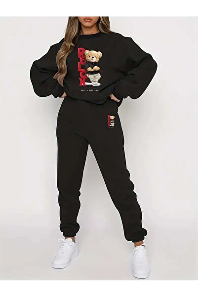 DAXİS Sportwear Company Set de trening pentru femei cu imprimeu cu ursuleț de...