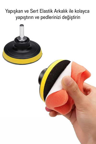 Mkey Oto Araç Araba Pasta Cila Polisaj Süngeri Keçesi Pedi 115 Mm Parlatıcı Parlatma Seti 11 Parça