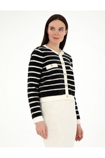 Pierre Cardin Black Crop Top Knitwear Cardigan 50296328 -Vr046