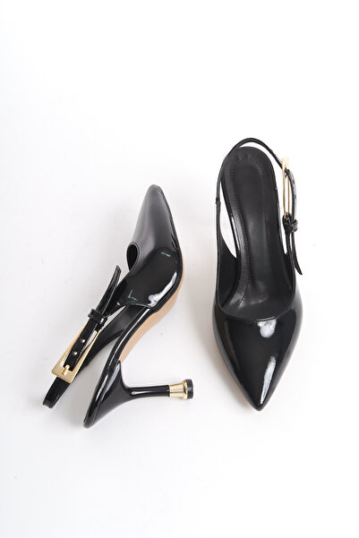 Redoxy Women's Special Design Thin Heeled Metal Accessories Ankle Strap Patent Leather Stiletto