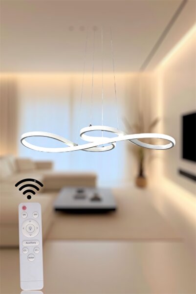 EYSHOP Modern Beyaz Yılan Üç Renk Kumandalı/Dimmerlı Beyaz/Sarı/Günışığı LED ...