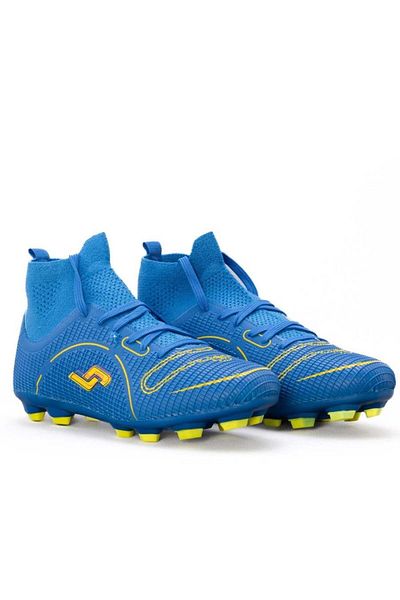 Jump 30201 Albastru Albastru Galben Detaliu Turf Astroturf Sosete Crampon Pantofi de fotbal
