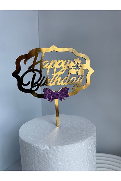 Ege Pastacılık Happy Birthday Plexiglass Cake Decoration