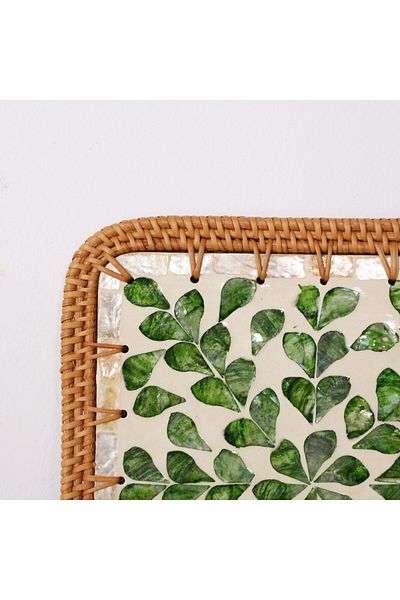 Mylamp Trivet perlat cu cadru din ratan de 23 cm - Placă sau decor de perete