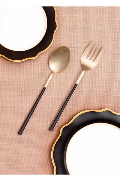 The Mia Gold Bianco Salad Serving Set - 2 Pieces Ckb0248
