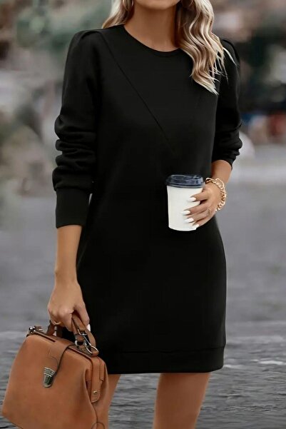 Mossta Uzun Kollu Bisiklet Yaka İki İplik Elbise