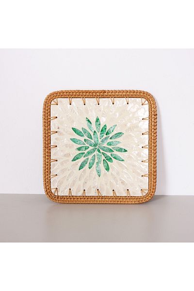Mylamp Trivet perlat cu cadru din ratan de 23 cm - Placă sau decor de perete
