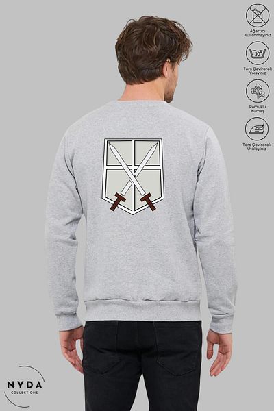 Nyda Collections Attack on Titan 2 Printed - Unisex Oversize φούτερ χωρίς κουκούλα