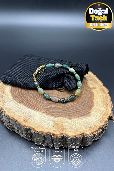 Balzamin Design سوار نسائي مصنوع يدويًا من الحجر الطبيعي بتصميم عقيق هندي مع ...