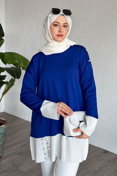 InStyle Tricotaj cu detalii de piatră Garnish Saks Blue Tunic