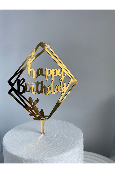 Ege Pastacılık Happy Birthday Plexiglass Cake Decoration