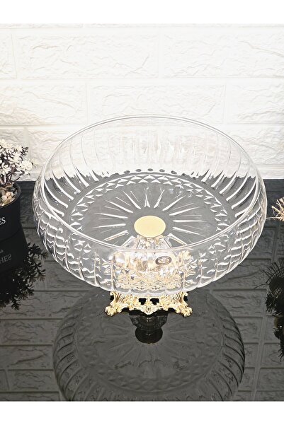 atabey home collection Lotus Crystal Large Size 28cm Square Cutout Decor Gold Square Toe Linea Salad Bowl