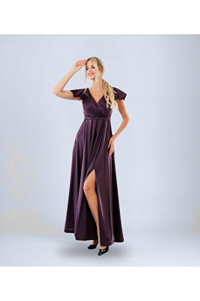 OTHERONE Kol Detaylı Kruvaze Uzun Abiye Elbise