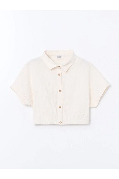 LC Waikiki Детска къса риза с текстурирана материя LCW Kids Lila