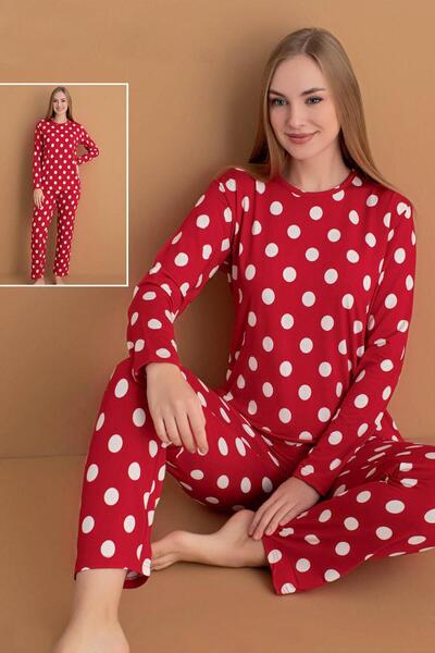 Hipo Trend Tačkasti dezen Sa deznom Crveni pidžama set