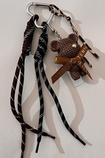New Obsessions Leather Teddy Bear Keychain Bag Ornament