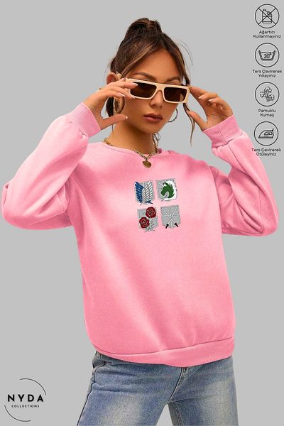 Nyda Collections Attack on Titan 2 Printed - Unisex Oversize φούτερ χωρίς κουκούλα