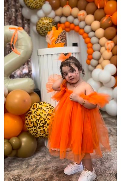 Tinypeople Girl's Orange Party Dress Orange Dress Girl's Birthday Dress Evening Dress