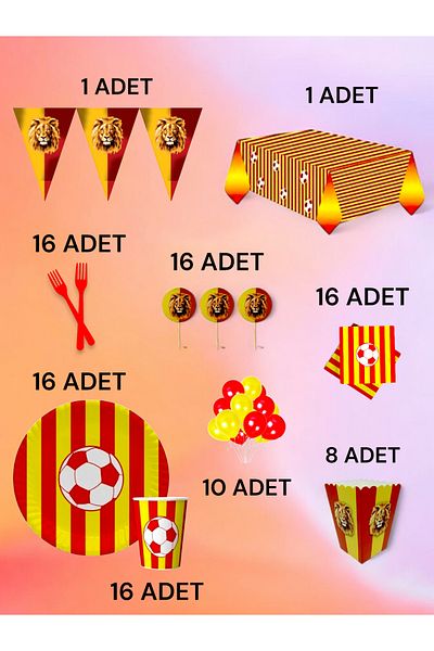 VibeHome Red Yellow Themed XL Pack for 16 - Birthday Party and Fun Events