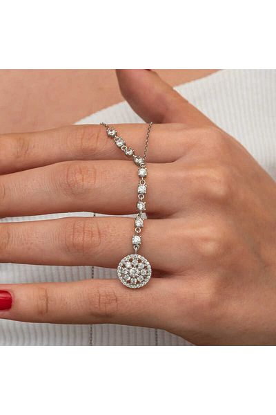 Skygo Silver Row Zircon Cubic Zirconia Flower Women Necklace