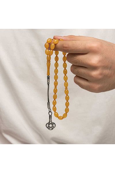 Skygo Silver Kazaz Tasseled Tight Amber Rosary
