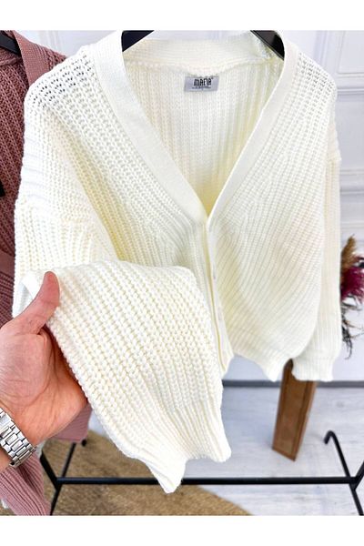 elkumoda Natural Cotton Patterned Knitwear Cardigan - Shawl Collar, Buttoned, Non-Pilling