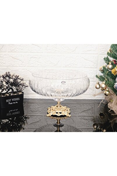 atabey home collection Lotus Crystal Large Size 28cm Square Cutout Decor Gold Square Toe Linea Salad Bowl