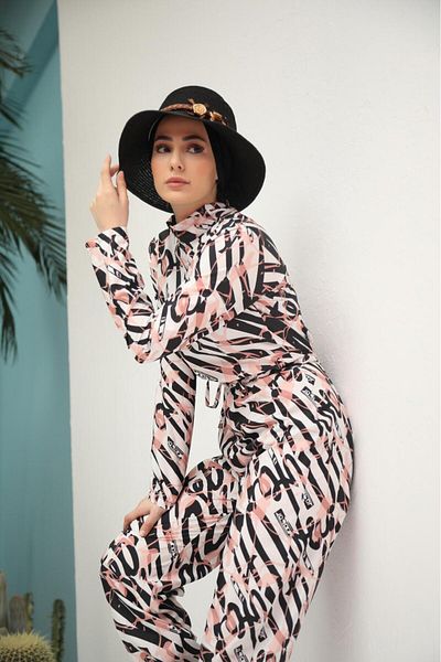 ns tasa Flamingo Pattern Design Hijab Jumpsuit Swimsuit