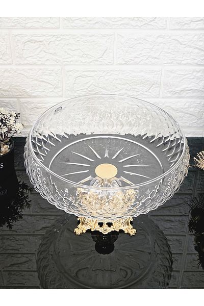 atabey home collection لوتس كريستال حجم كبير 28 سم مربع قطع ديكور ذهبي مربع القدم قفص سلطة وعاء
