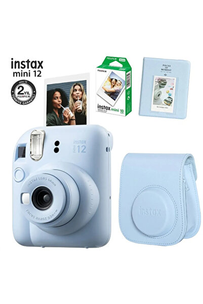 Fujifilm Instax Mini 12 Mavi Fotoğraf Makinesi 10lu Film Ve Pvc Albümlü Çanta...
