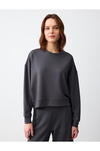 Jimmy Key Anthracite Relaxed Fit Crew Neck Long Sleeve Knitted Sweatshirt