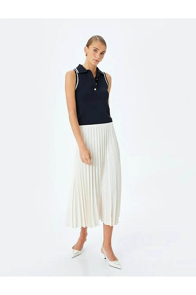 Koton Crepe Stoff Standard Taille Midi Länge Faltenrock