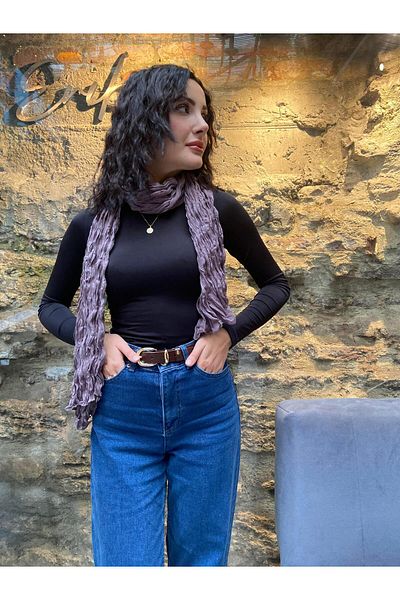 nehir eşarp Pleated Wave Shawl Solid Color 55 X 195 cm