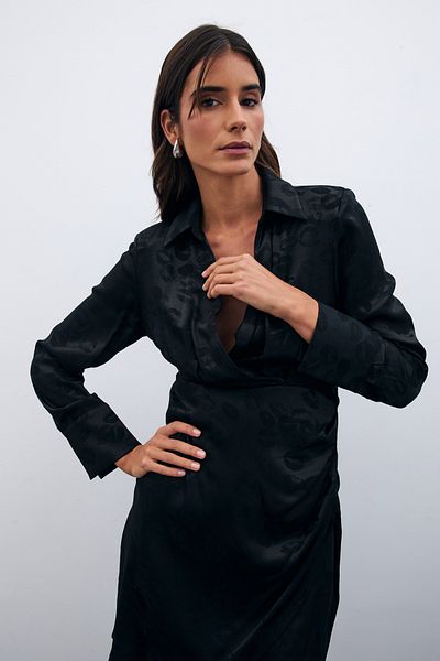 Sateen Rochie la două piept cu model