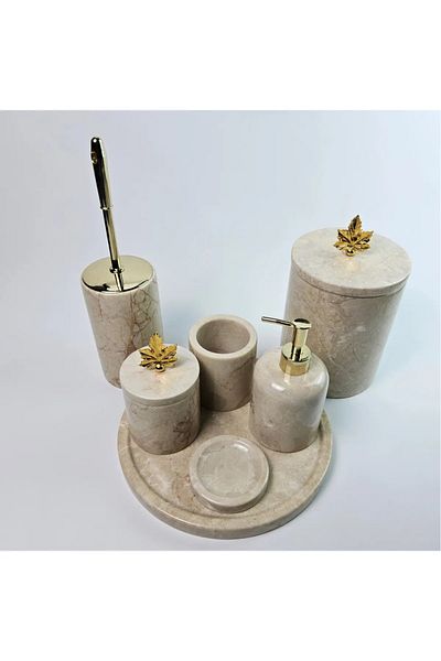 ege gross Decorative Natural Beige Marbroom Bathroom Set of 7 Marbroom Bathroom Set