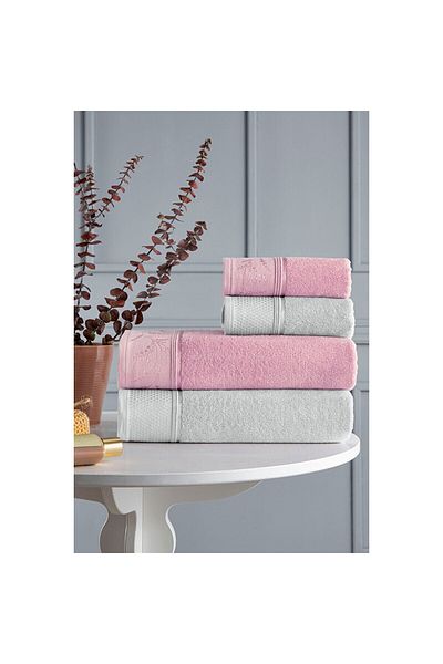 Özdilek Ditsy Gray - Pink Best Set Bath Set